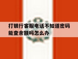 打银行客服电话不知道密码能查余额吗怎么办