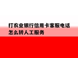 打农业银行信用卡客服电话怎么转人工服务的简单介绍