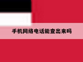 手机网络电话能查出来吗