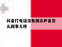 关于抖音打电话没有提示声音怎么回事儿呀的信息