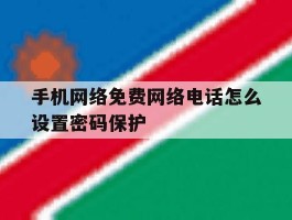 手机网络免费网络电话怎么设置密码保护