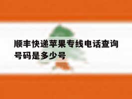 顺丰快递苹果专线电话查询号码是多少号