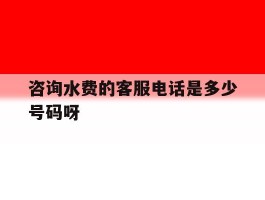 咨询水费的客服电话是多少号码呀