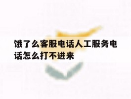 饿了么客服电话人工服务电话怎么打不进来
