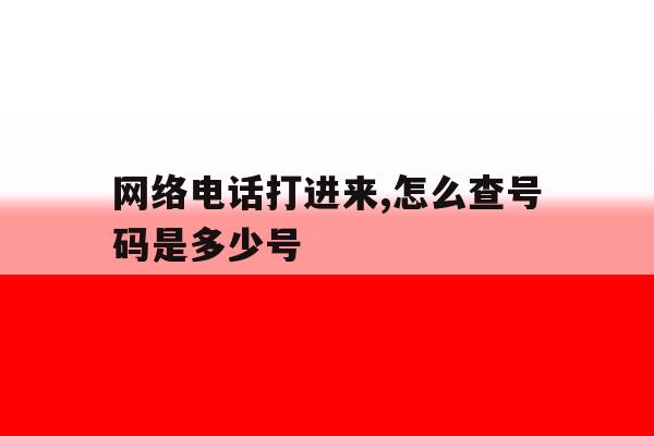 网络电话打进来,怎么查号码是多少号 网络电话打进来,怎么查号码是多少号
